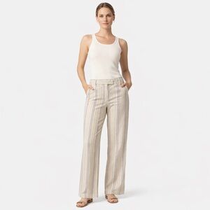 💥2 for 30 Mac&Jac Stripes Wide straight leg normal rise beige textured Sz6